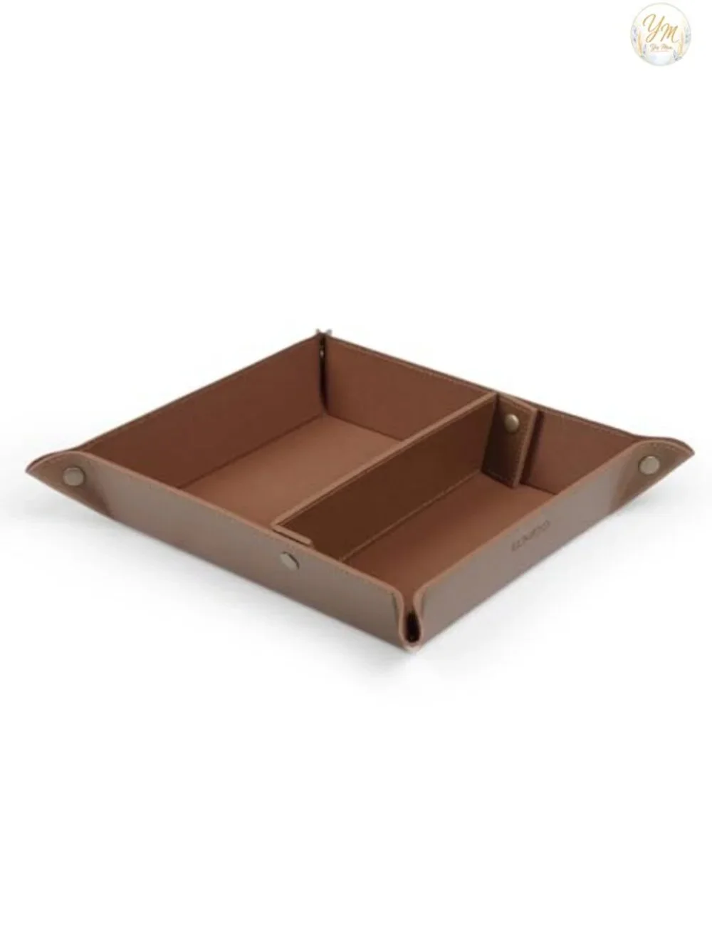 PU Leather Valet Tray for Men, EDC Catchall, Folds Flat for Travel, Nightstand